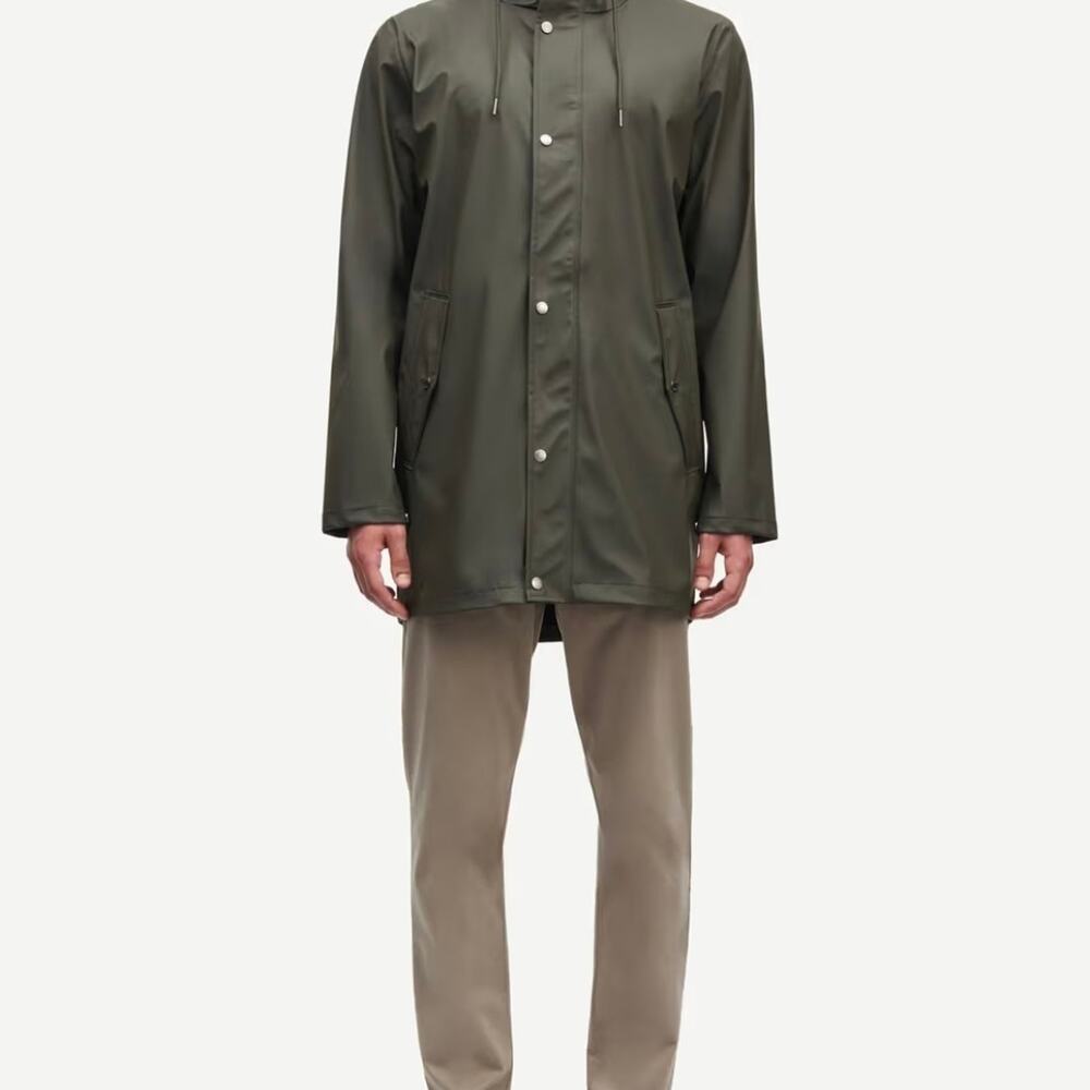 Samsoe Samsoe mens medium Steely raincoat jacket full zip dark green - Picture 3 of 12